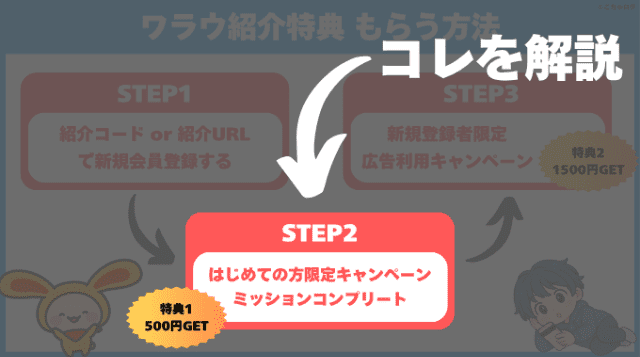 紹介コードの特典をもらう方法
STEP2はじめての方限定キャンペーン参加