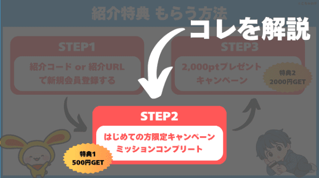 紹介コードの特典をもらう方法
STEP2はじめての方限定キャンペーン参加