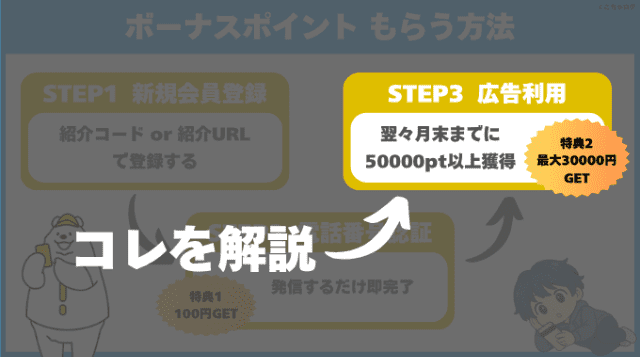 アメフリの紹介コードでもらえる特典の内訳ともらう手順がわかる当ブログオリジナル図解(広告利用に矢印)