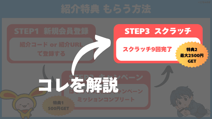 紹介コードの特典をもらう方法
STEP3スクラッチ
