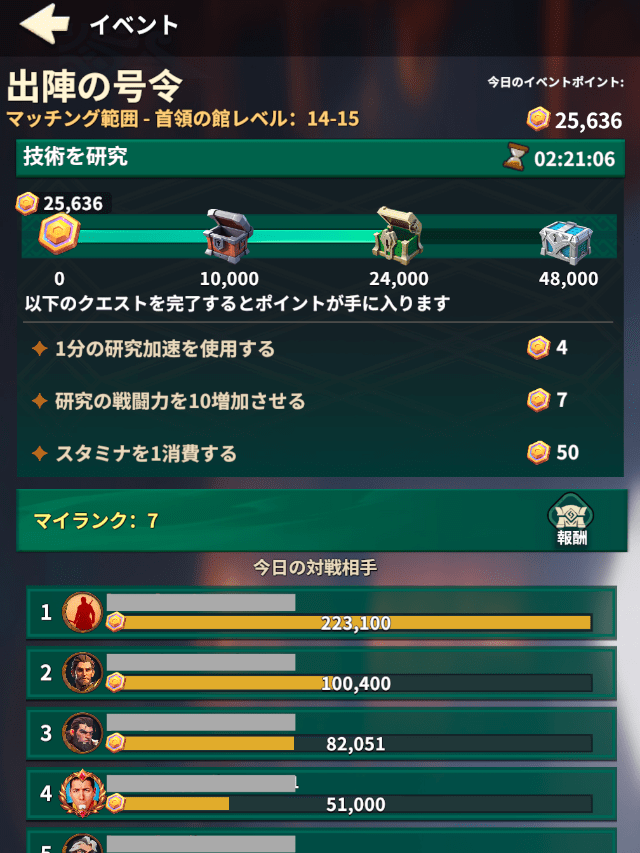 フェイトウォーのゲーム画面(イベント画面の紹介1)
