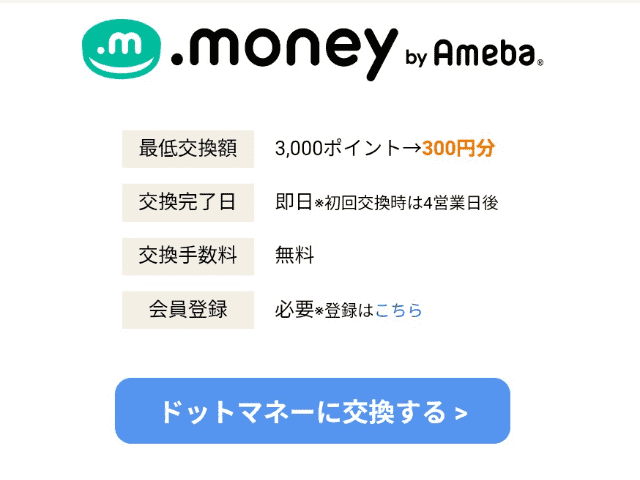 げん玉からドットマネーに交換するときの画面