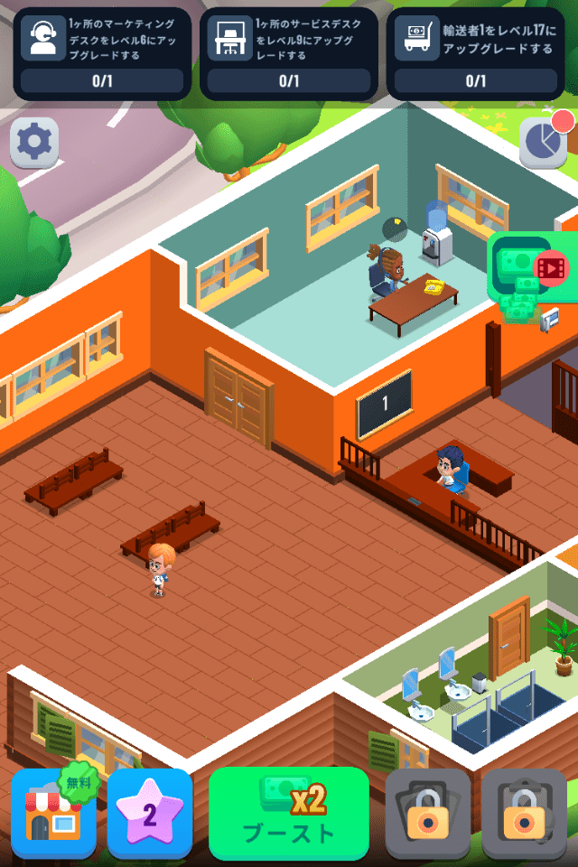 Idle Bank Tycoonのメインゲーム風景