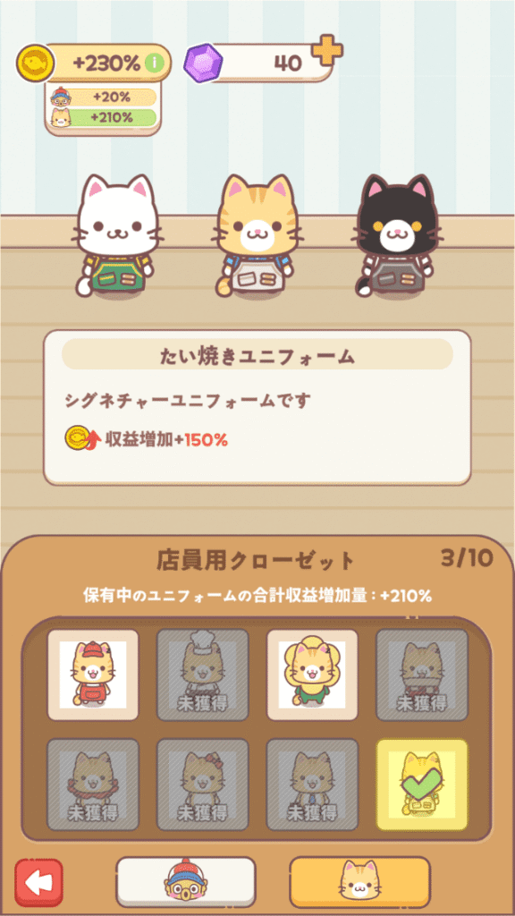 スタッフコスチュームの着用画面