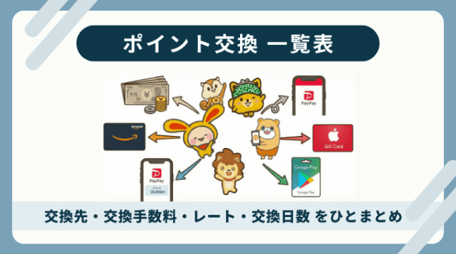 ポイントサイトのポイント交換一覧表をまとめた記事
