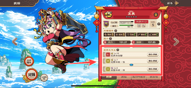 武将のスキルを図示