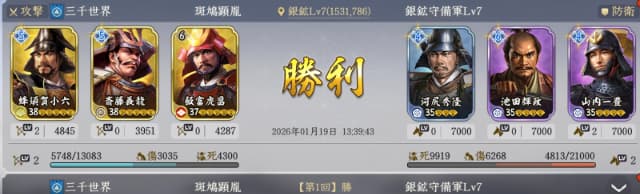 筆者が初めて土地Lv7に勝利したときの部隊2編成