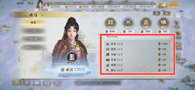 技能による威信獲得値