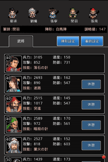 第三章クリア時点のパーティ編成