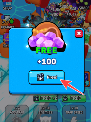 広告視聴によるダイヤ入手