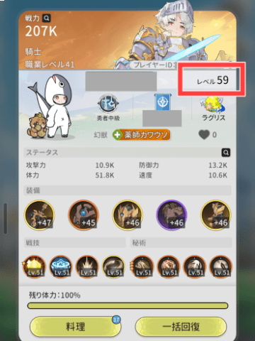 杖と剣の伝説でレベル58到達