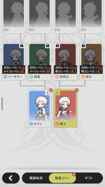 職業レベルアップのリザルト画面