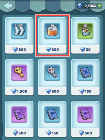 ダイヤによるスタミナ回復画面