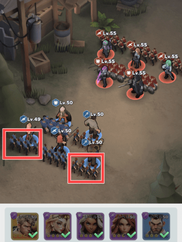 レベル49と50の警備数の比較