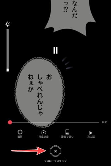 ストーリーとスキップボタン