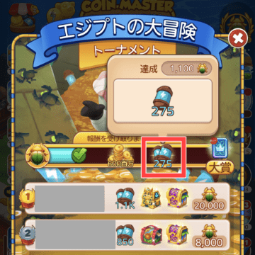 トーナメントの報酬