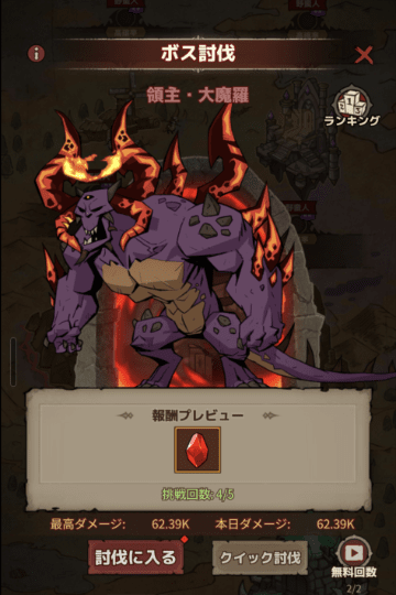 ボス討伐の画面