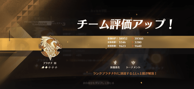 チーム評価アップ