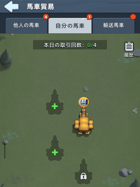 自分の馬車を出発させる画面
